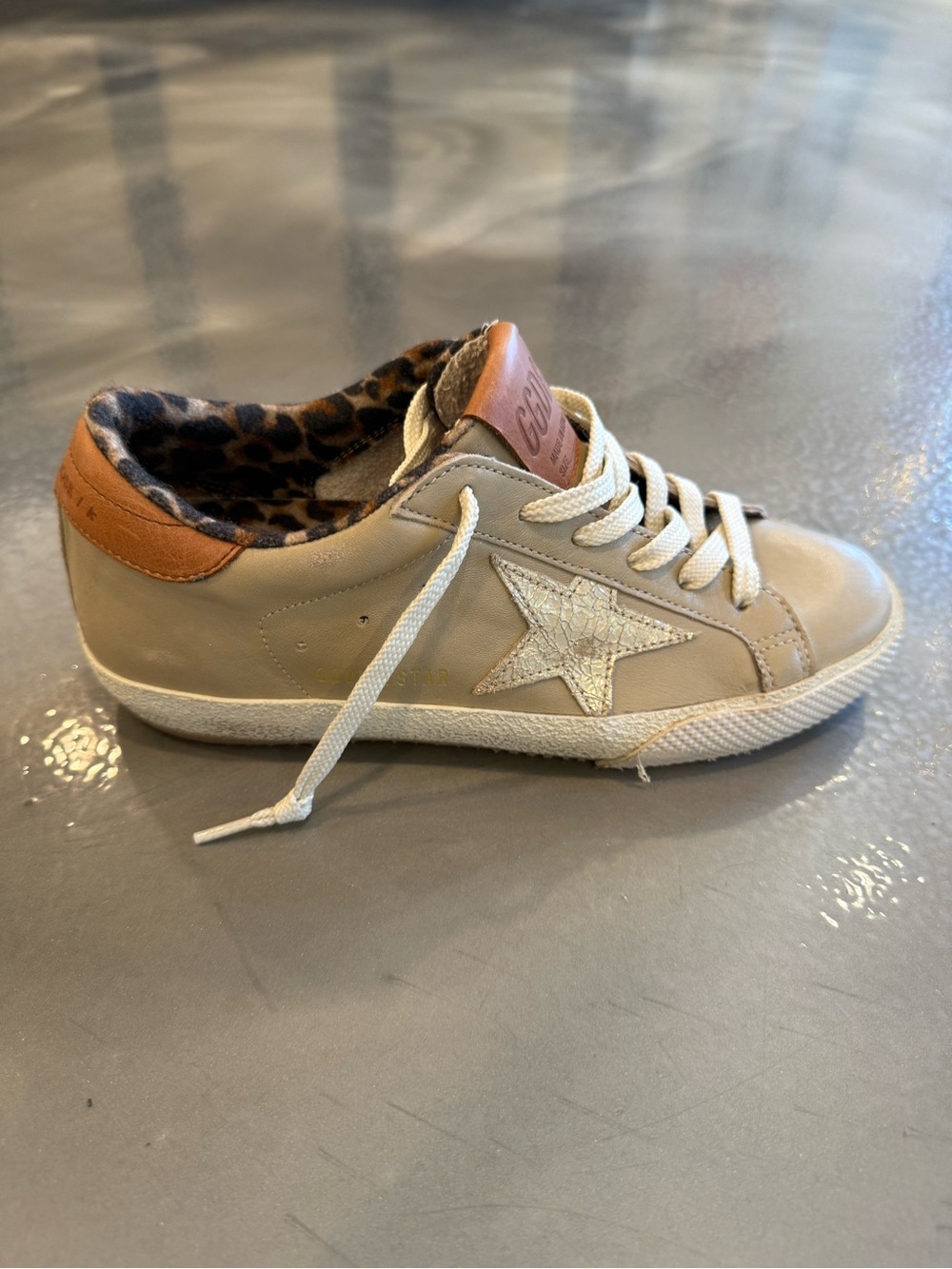 Golden Goose Women’s Kids Lace-Up Sneakers with Leopard Lining - Picture 12 of 13